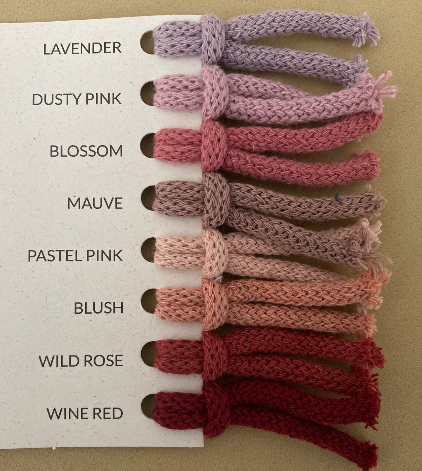 Colour Charts for Macrame