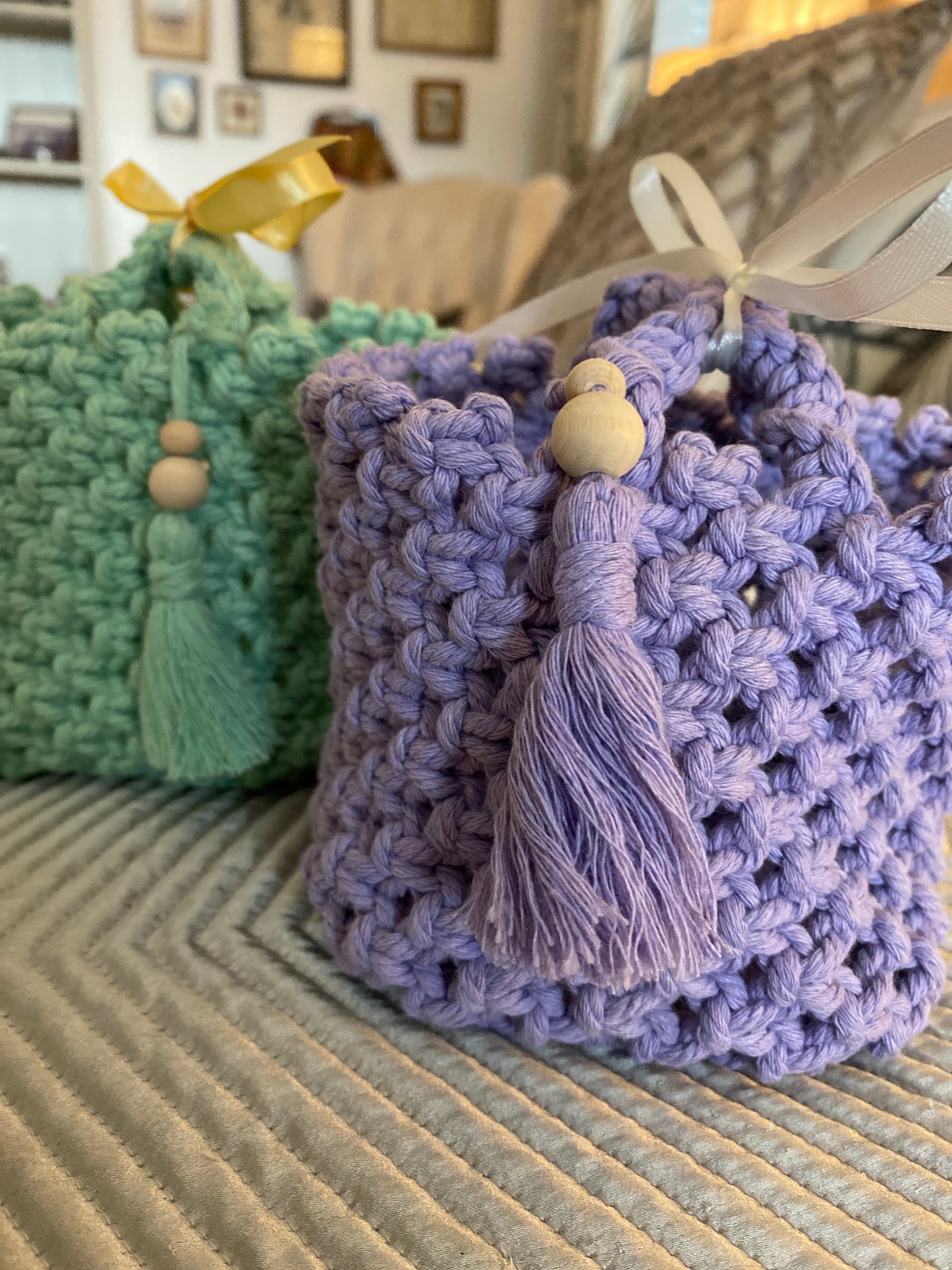 Petite Baskets with Handles & Tassels