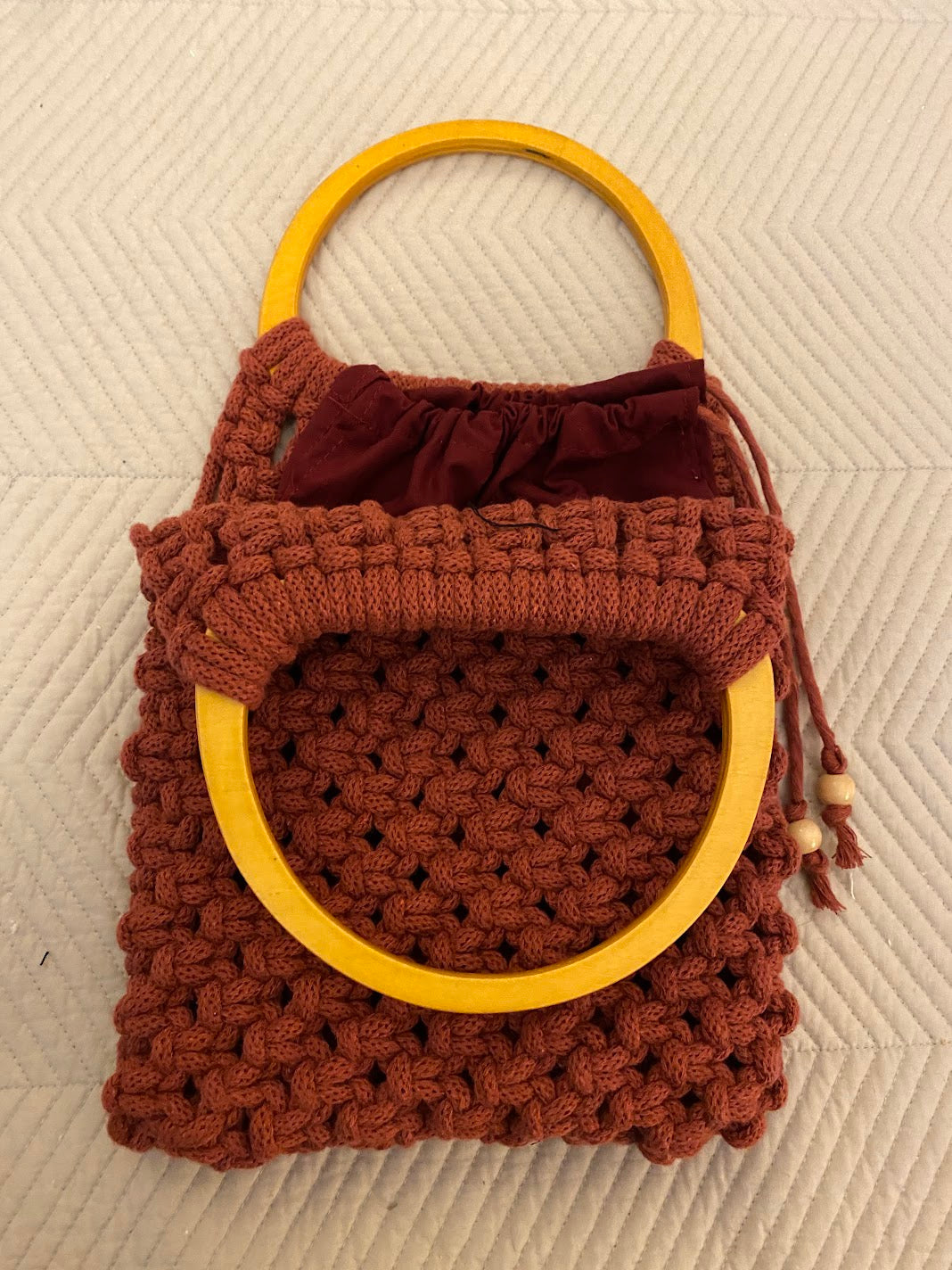 Handbag with Wooden Handle