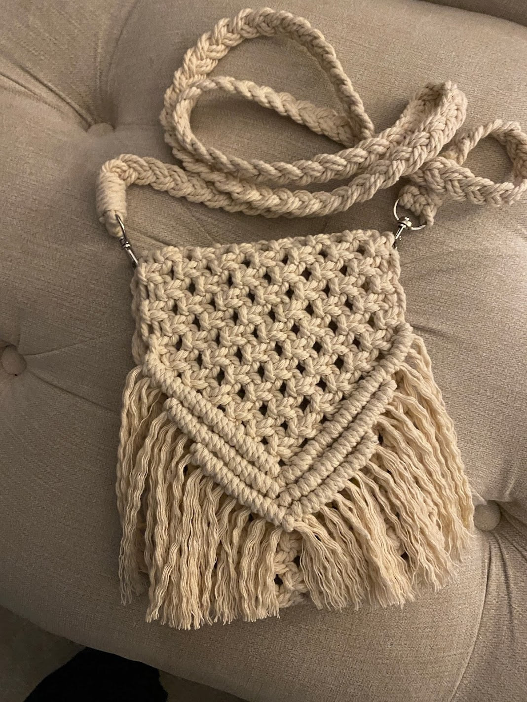 Small Macrame Shoulder Bag with Fringe